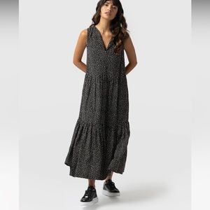 NWT Saint + Sofia Greenwich Maxi Dress in Polka Dot/Black Spot Tencel